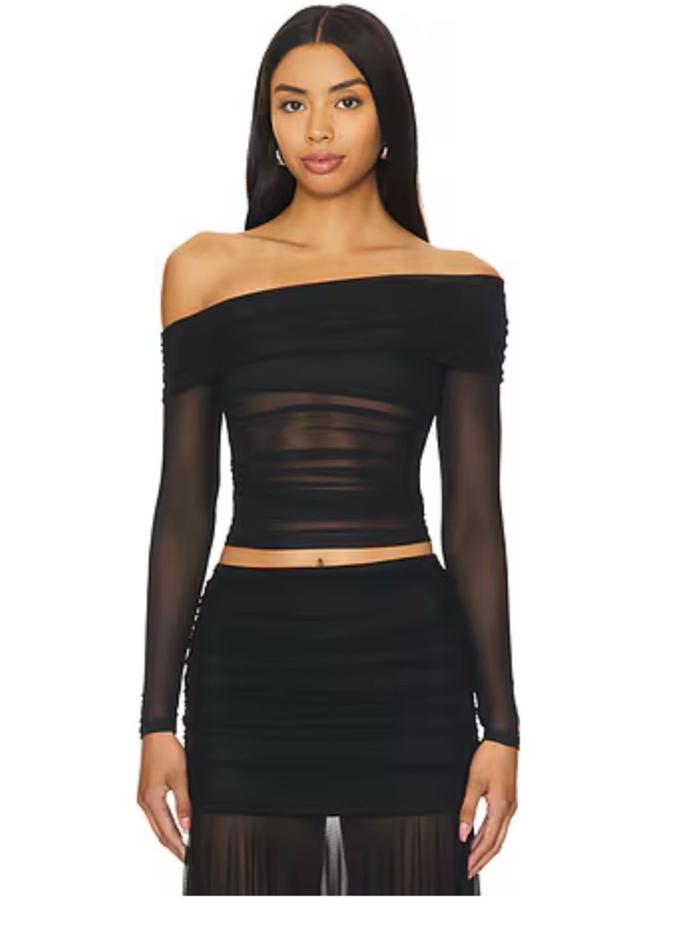 Kami Off-Shoulder Sheer Black top